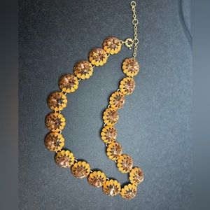 J.Crew Orange enamel and rhinestone statement necklace